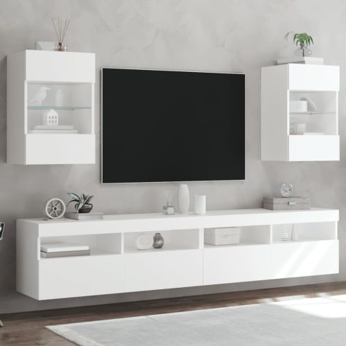 Zidni TV ormarići s LED svjetlima 2 kom bijeli 40x30x60,5 cm