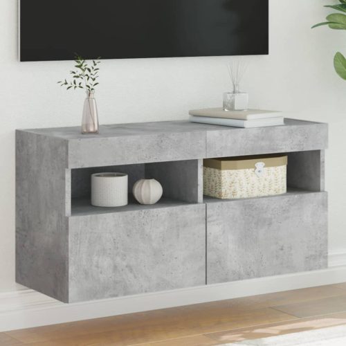 TV ormarić s LED svjetlima siva boja betona 80x30x40 cm