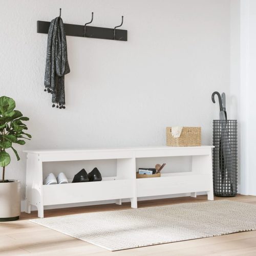 Klupa za hodnik bijela 160x28x45 cm od masivne borovine