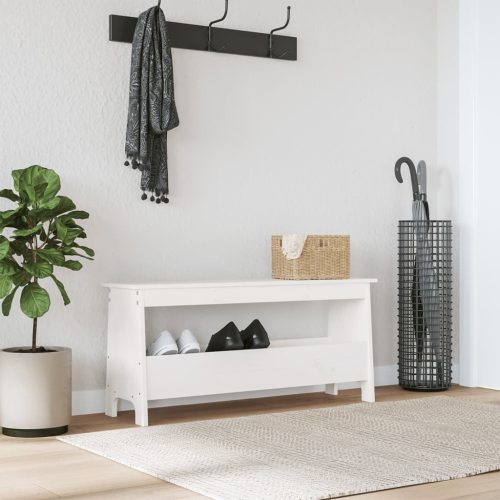 Klupa za hodnik bijela 100 x 28 x 45 cm od masivne borovine