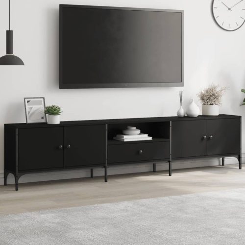 TV ormarić s ladicom crni 200 x 25 x 44 cm konstruirano drvo