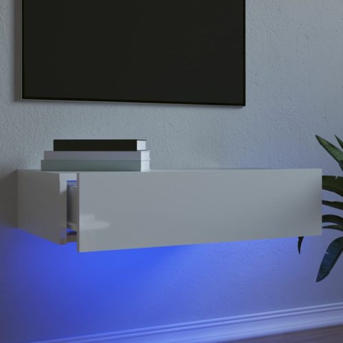 TV ormarić s LED svjetlima visoki sjaj bijeli 60 x 35 x 15,5 cm