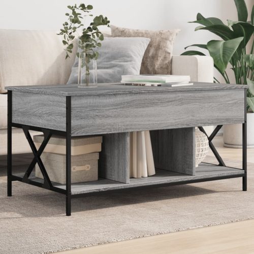 Stolić za kavu siva boja hrasta 100x55x50 cm od drva i metala
