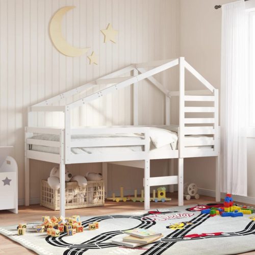 Krov za dječji krevet bijeli 188 x 97 x 113 cm masivna borovina