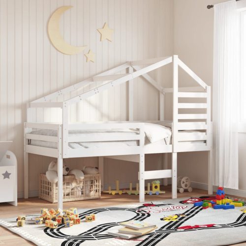 Krov za dječji krevet bijeli 188 x 82 x 113 cm masivna borovina