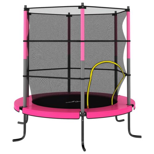 Trampolin sa sigurnosnom mrežom okrugli 140 x 160 cm ružičasti