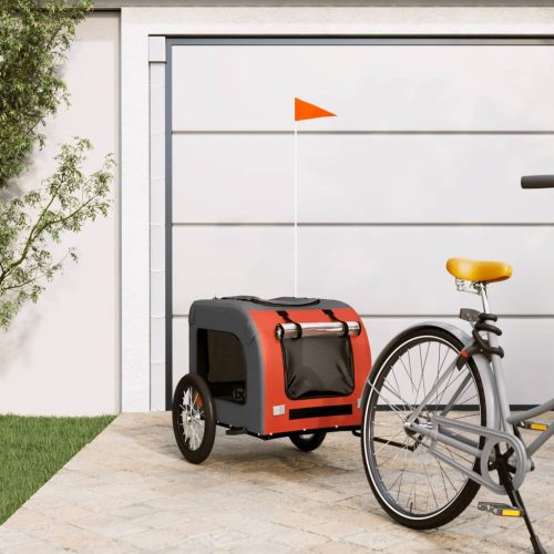 Prikolica za bicikl za ljubimce narančasto-siva tkanina/željezo