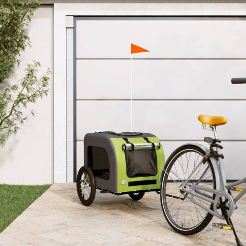 Prikolica za bicikl za ljubimce zeleno-siva tkanina i željezo