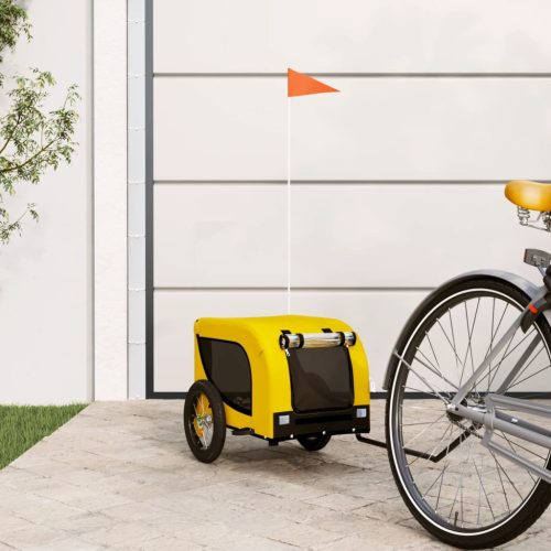 Prikolica za bicikl za ljubimce žuto-crna od tkanine i željeza