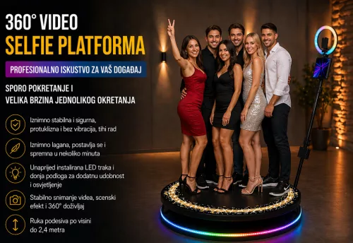 Selfie foto/video stanica 360, za 6 osoba, Photo Booth